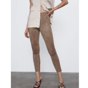 Zara Faux Suede Legging Pants Brand New with Tags
